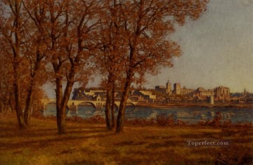  Joseph Pintura al %C3%B3leo - Le Chateau Des Papes Un paisaje de Avignon Barbizon Henri Joseph Harpignies